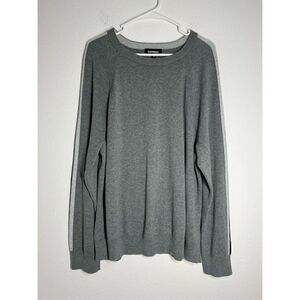 Express Gray Cotton Crewneck Sweater Long Sleeve Stripes Sleeve Size XL